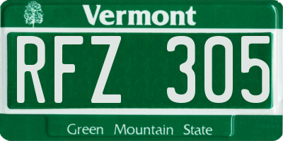 VT license plate RFZ305
