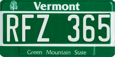 VT license plate RFZ365