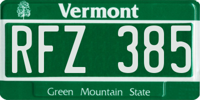 VT license plate RFZ385