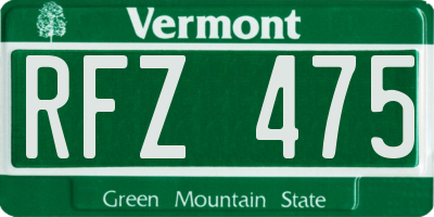 VT license plate RFZ475
