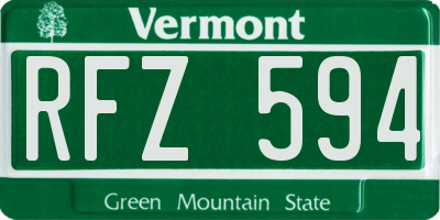 VT license plate RFZ594