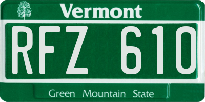 VT license plate RFZ610