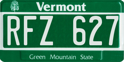 VT license plate RFZ627