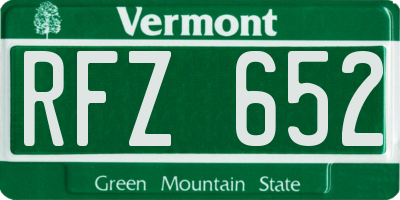 VT license plate RFZ652