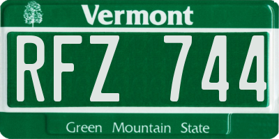 VT license plate RFZ744
