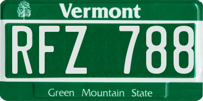 VT license plate RFZ788