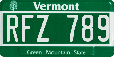VT license plate RFZ789