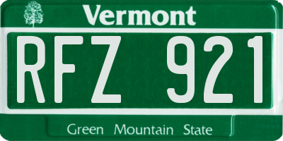 VT license plate RFZ921