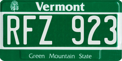VT license plate RFZ923