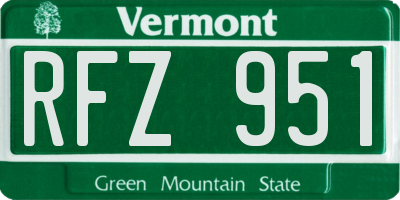 VT license plate RFZ951