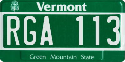 VT license plate RGA113
