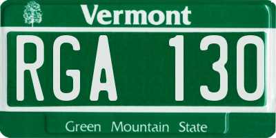VT license plate RGA130