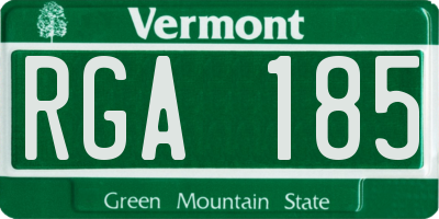 VT license plate RGA185