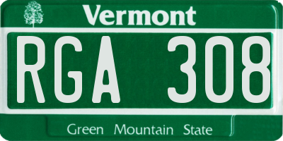 VT license plate RGA308