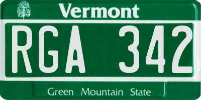 VT license plate RGA342