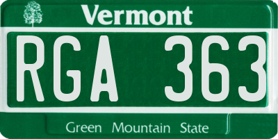 VT license plate RGA363
