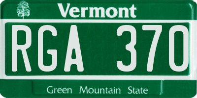 VT license plate RGA370