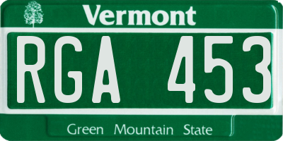 VT license plate RGA453