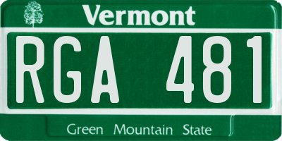 VT license plate RGA481
