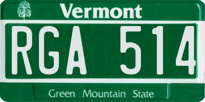 VT license plate RGA514