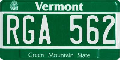 VT license plate RGA562