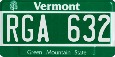 VT license plate RGA632