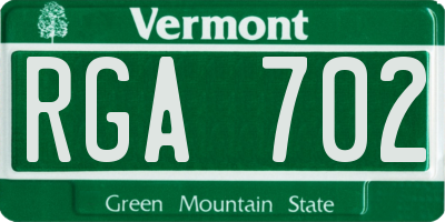 VT license plate RGA702