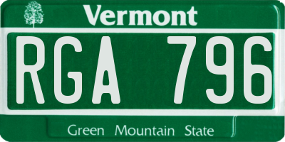VT license plate RGA796