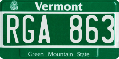VT license plate RGA863