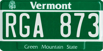 VT license plate RGA873