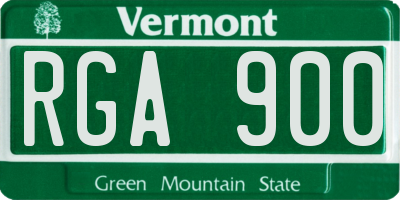 VT license plate RGA900