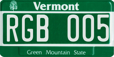 VT license plate RGB005
