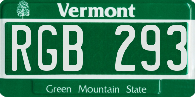 VT license plate RGB293
