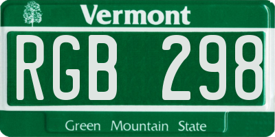 VT license plate RGB298