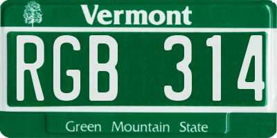 VT license plate RGB314