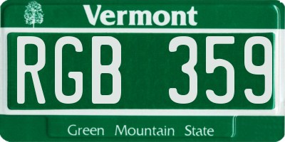 VT license plate RGB359