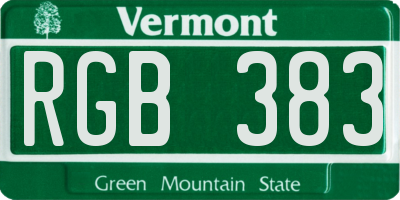 VT license plate RGB383