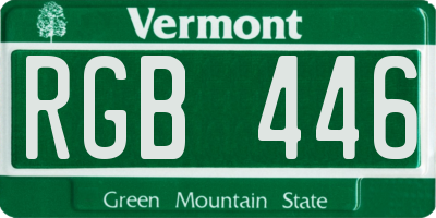 VT license plate RGB446