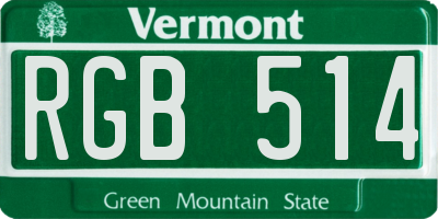 VT license plate RGB514