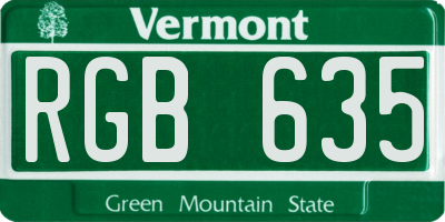 VT license plate RGB635