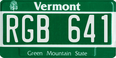 VT license plate RGB641