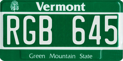 VT license plate RGB645