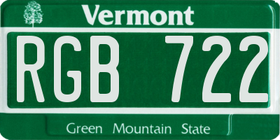 VT license plate RGB722