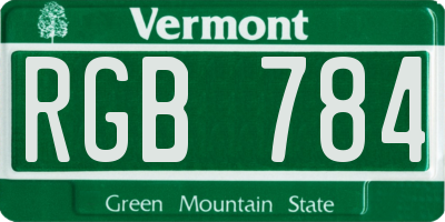 VT license plate RGB784