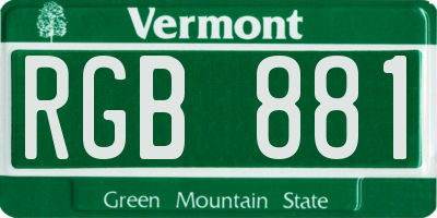 VT license plate RGB881