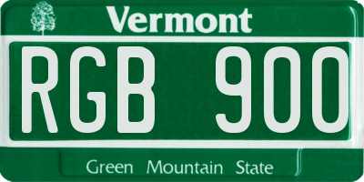 VT license plate RGB900