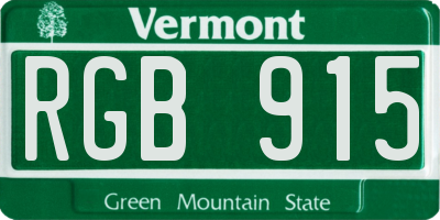 VT license plate RGB915