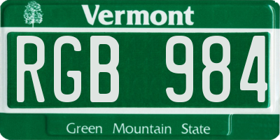 VT license plate RGB984