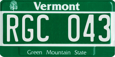 VT license plate RGC043