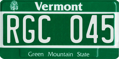 VT license plate RGC045